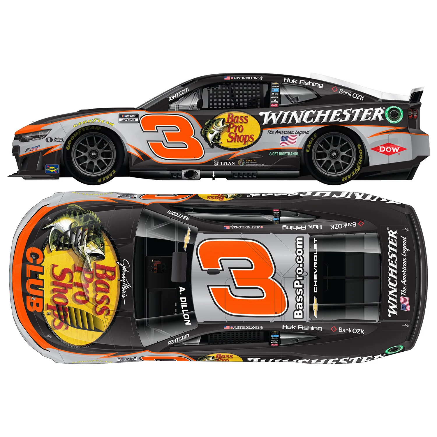 Austin Dillon ELITE Bass Pro Shops / Winchester 1:24 2026 Diecast Car Preorder - Currently Projected October - Image 2