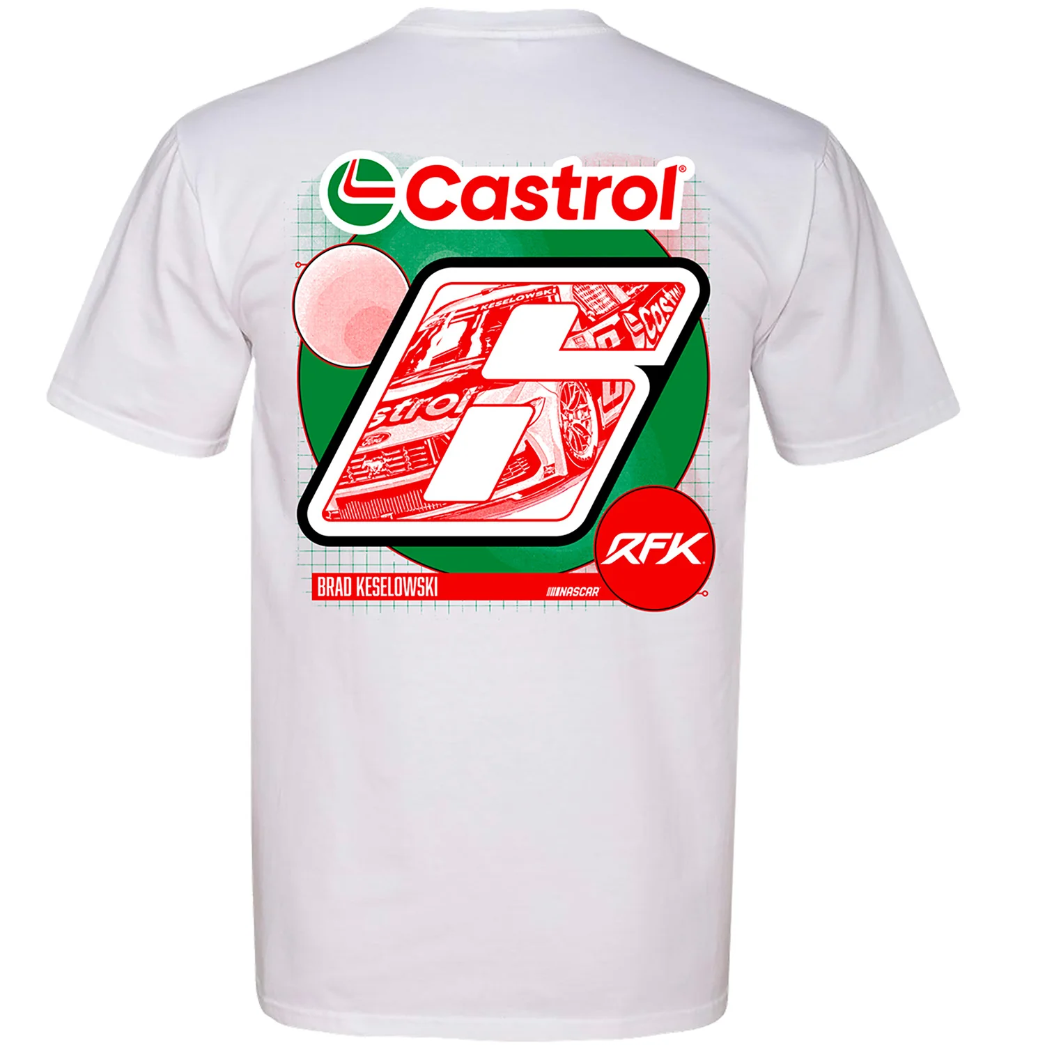 Brad Keselowski Castrol White 2-Spot Car T-Shirt - Image 3
