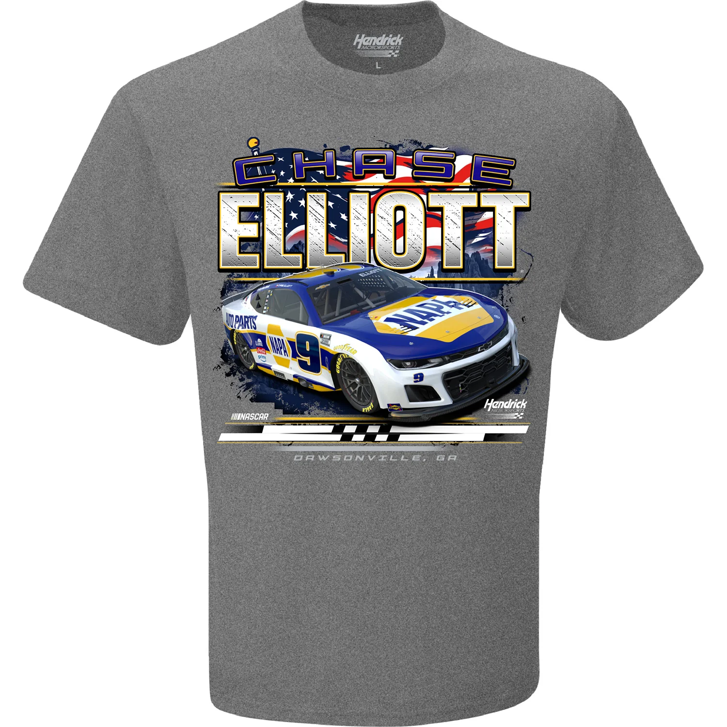 Chase Elliott 2026 NAPA Patriotic Eagle Car 2-Spot Exclusive T-Shirt Gray - Image 2