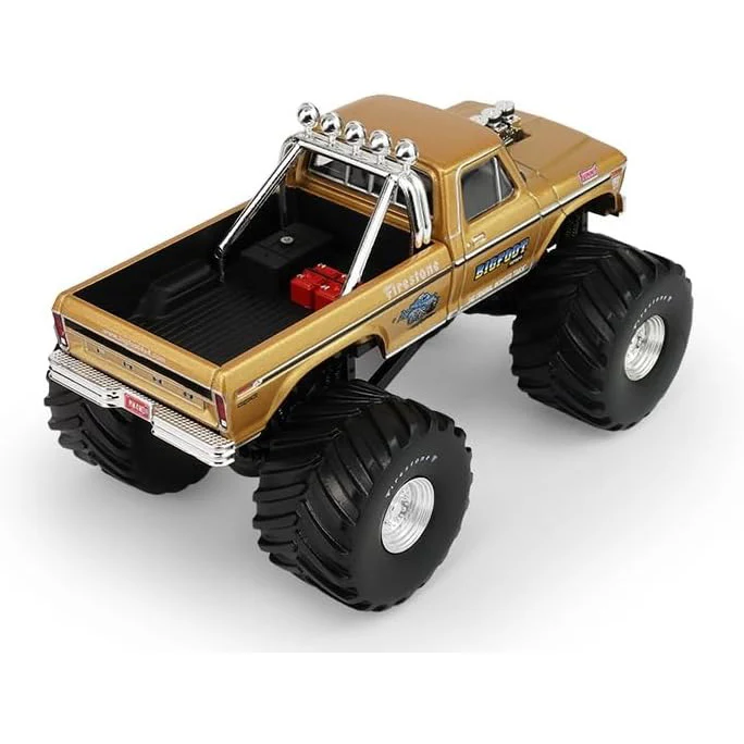Greenlight 1:43 Kings Of Crunch #1 Bigfoot 50th Anniversary - 1979 Ford F-250 Monster Truck – Gold Metallic - Image 3
