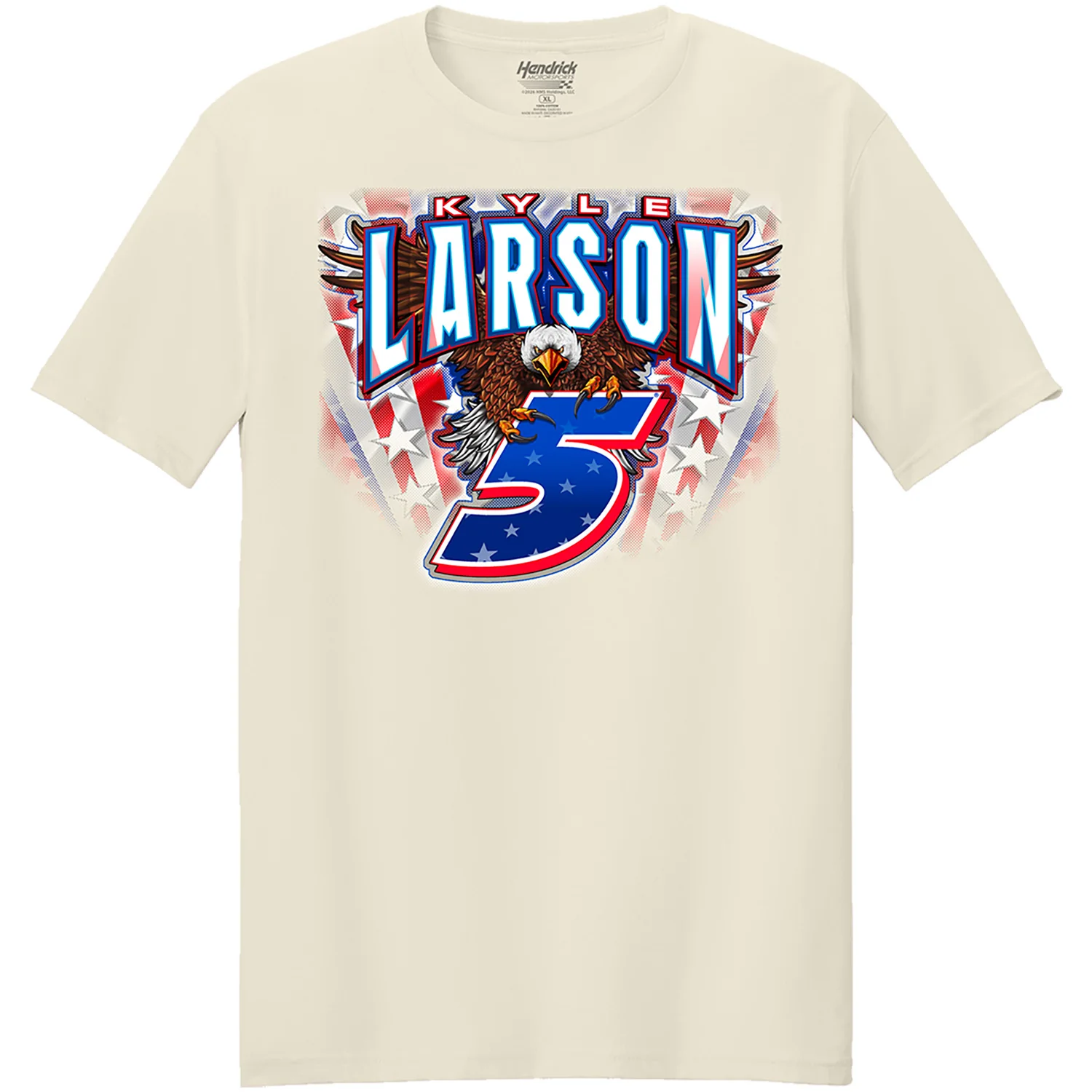 Kyle Larson 2026 HendrickCars Soaring Eagle Patriotic 2-Spot Classic Ink T-Shirt - Image 2