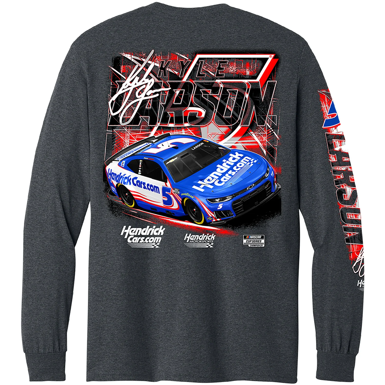 Kyle Larson 2026 Long Sleeve HendrickCars High-Octane 3-Spot Classic Ink T-Shirt - Image 3