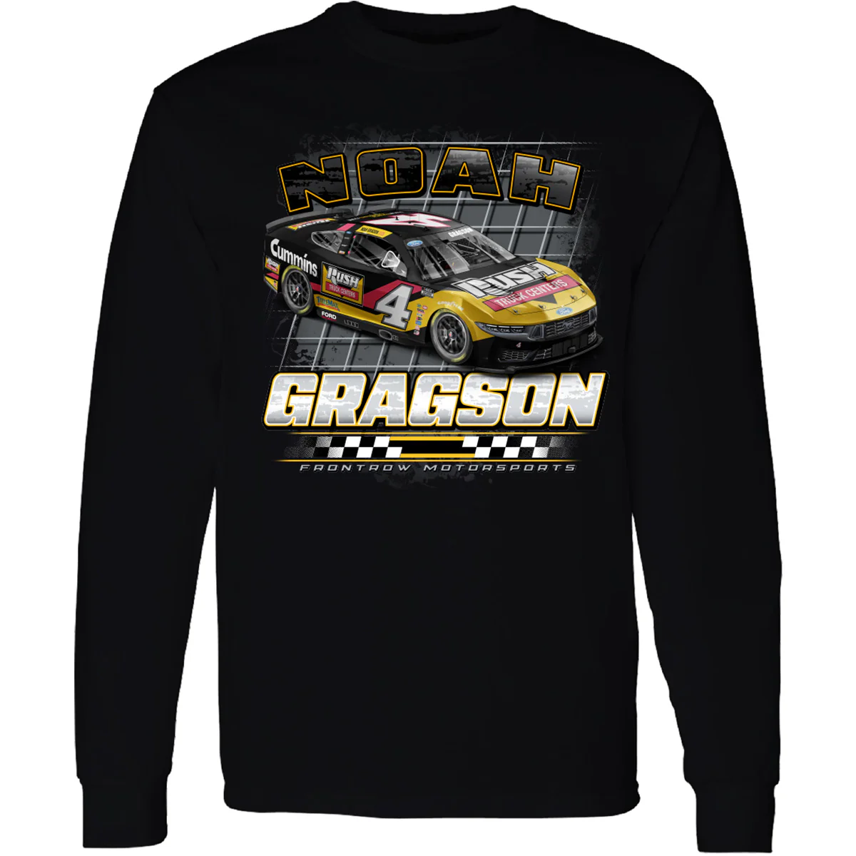 Noah Gragson Long Sleeve Rush Truck Centers 2-Spot T-Shirt Black - Sale - Image 2