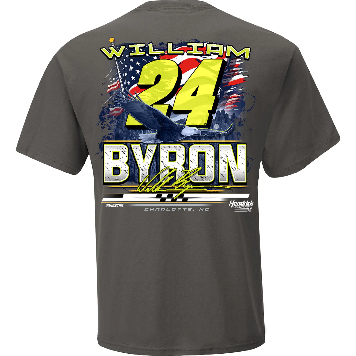 William Byron Axalta Patriotic Eagle 2-Spot Exclusive T-Shirt Gray - Image 3